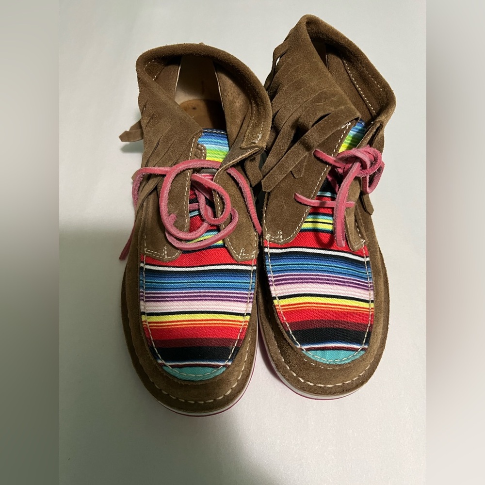 Ariat Multicolor Striped Ankle Boots with Brown Suede - Picture 1 of 6